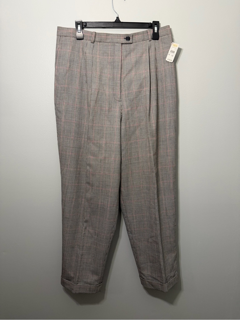 Talbots Gray Plaid Dress Pants with Subtle Red Check